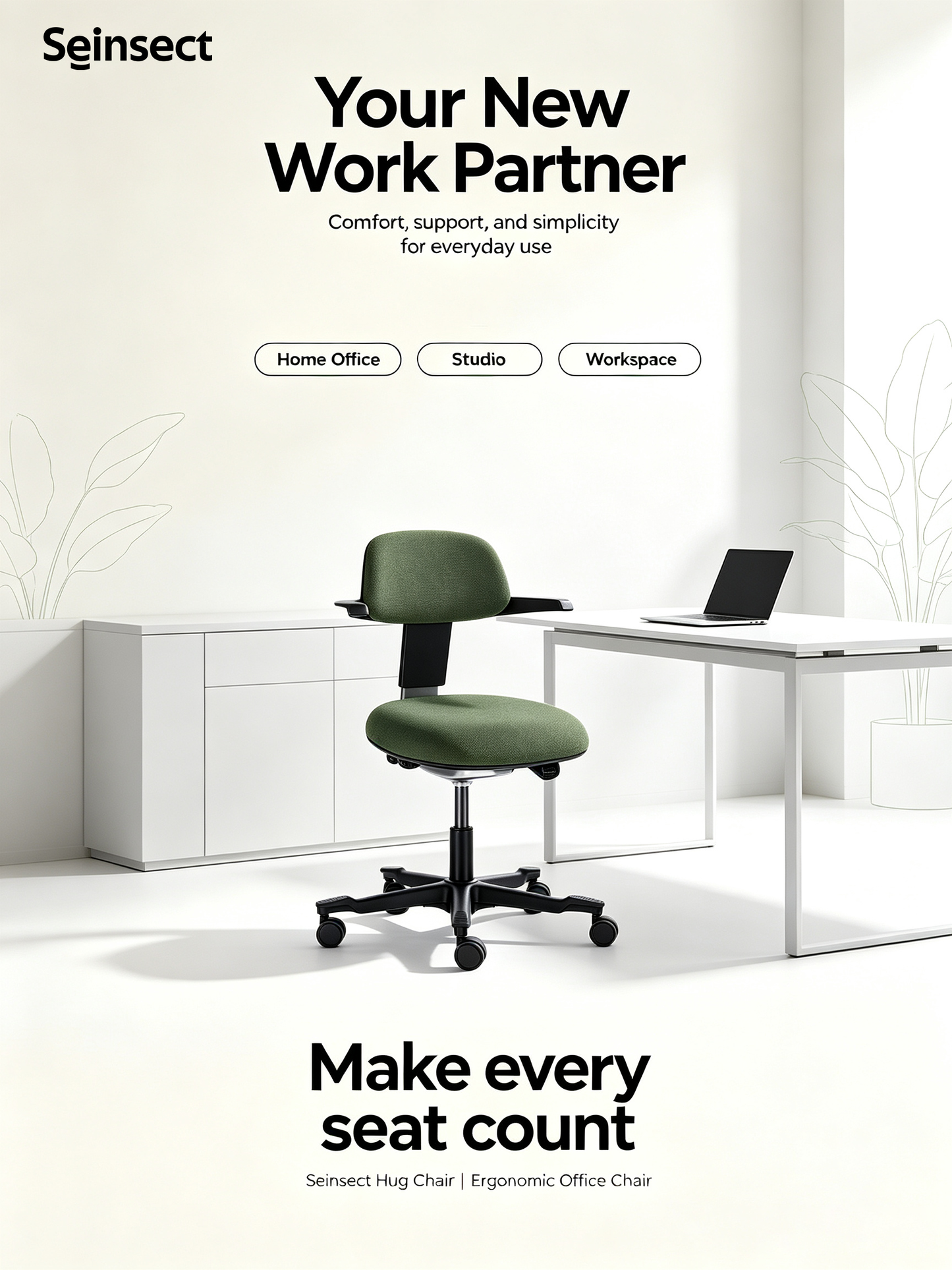 Seinsect Hug Chair, Ergonomic Office Chair, Breathable Mesh Swivel Computer Desk Chair with Lumbar Support, Home Office Task Chair