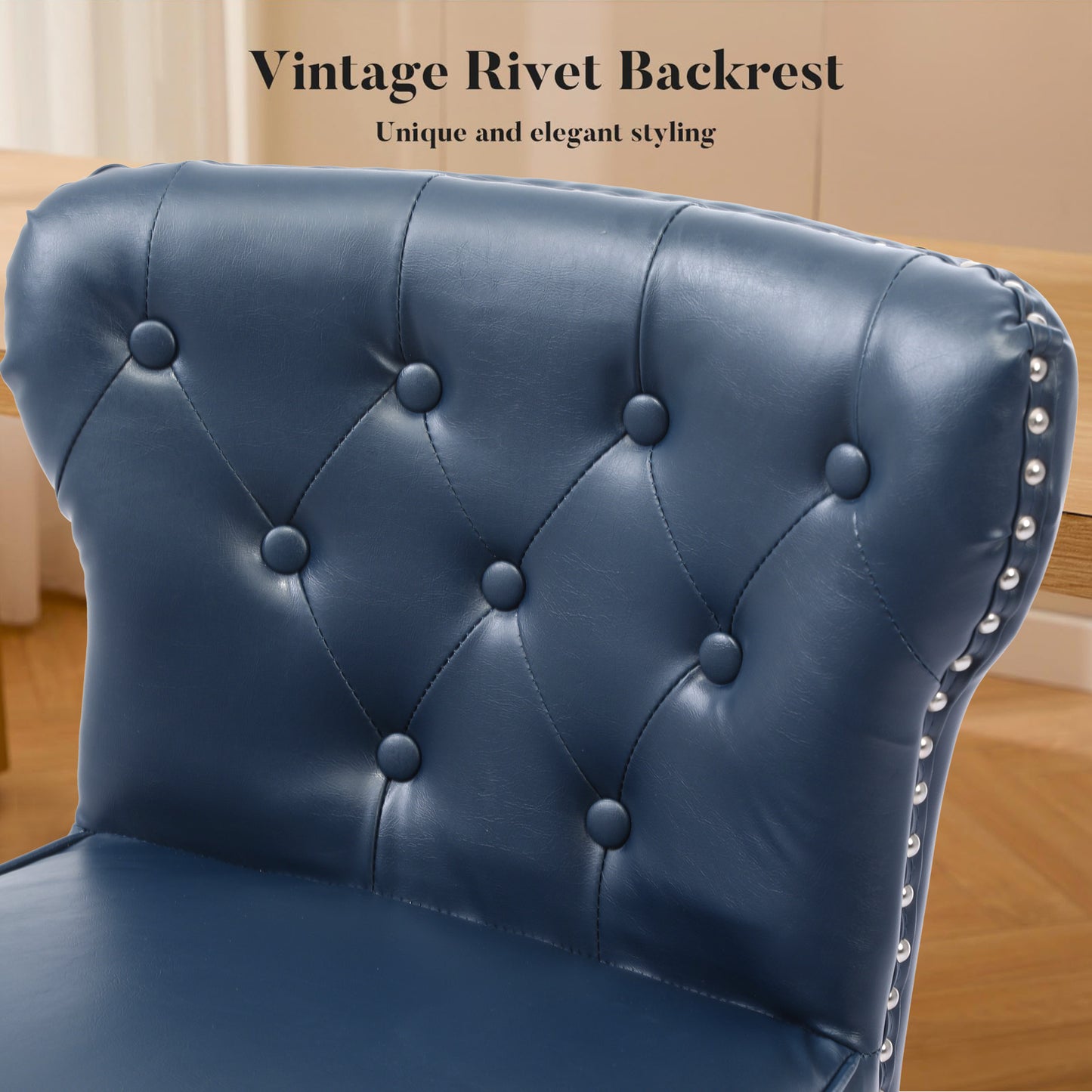 ZORRTIK Counter Height Bar Stools, 26" Mid-Century Swivel Bar Stool with Metal Base for Kitchen Island, Rivet Armless Faux PU Leather Barstool with High Back and Large Thick Cushion